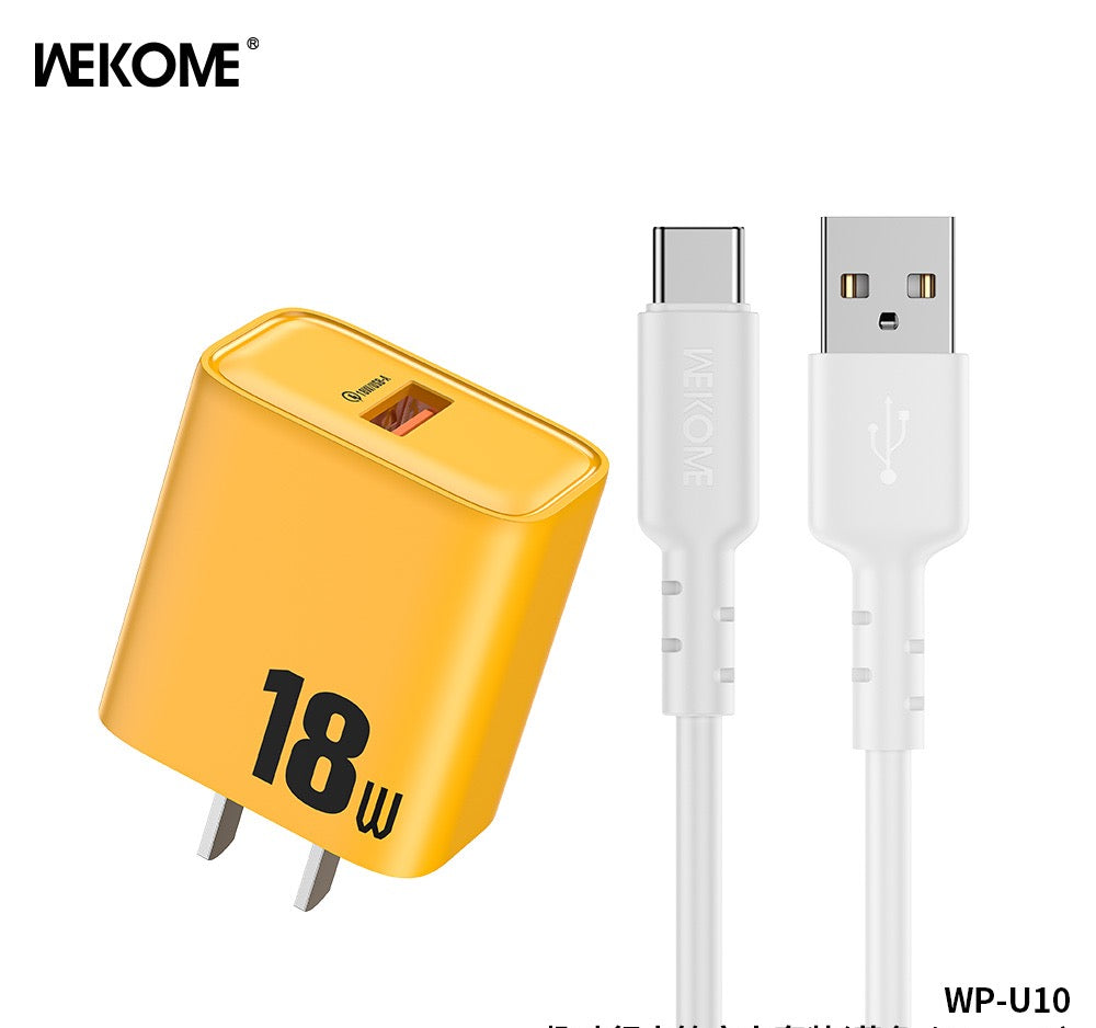 WEKOME WP-U10 (TYPE-C) CHARGER SET WITH TYPE-C CABLE (3A) 1M (18W) - Yellow