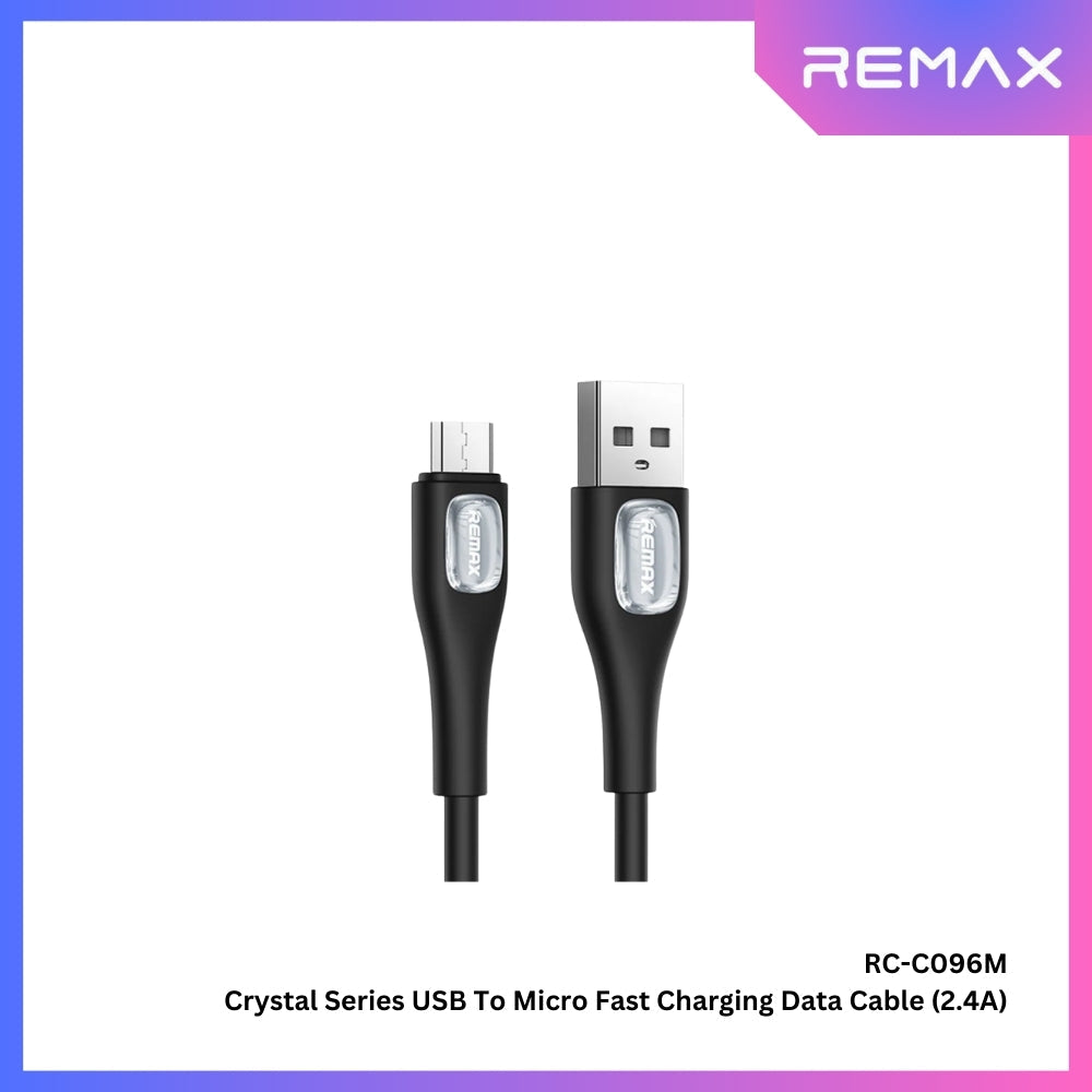 REMAX - RC-C096M Crystal Series USB to Micro Fast Charging Data Cable (2.4A) - Black