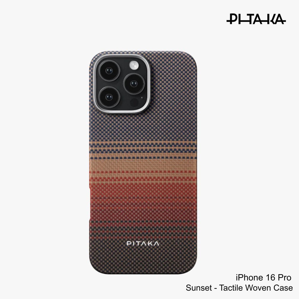 PITAKA - iPhone 16 Pro Case ( Sunset Moonrise Tactile Woven ) - Sunset