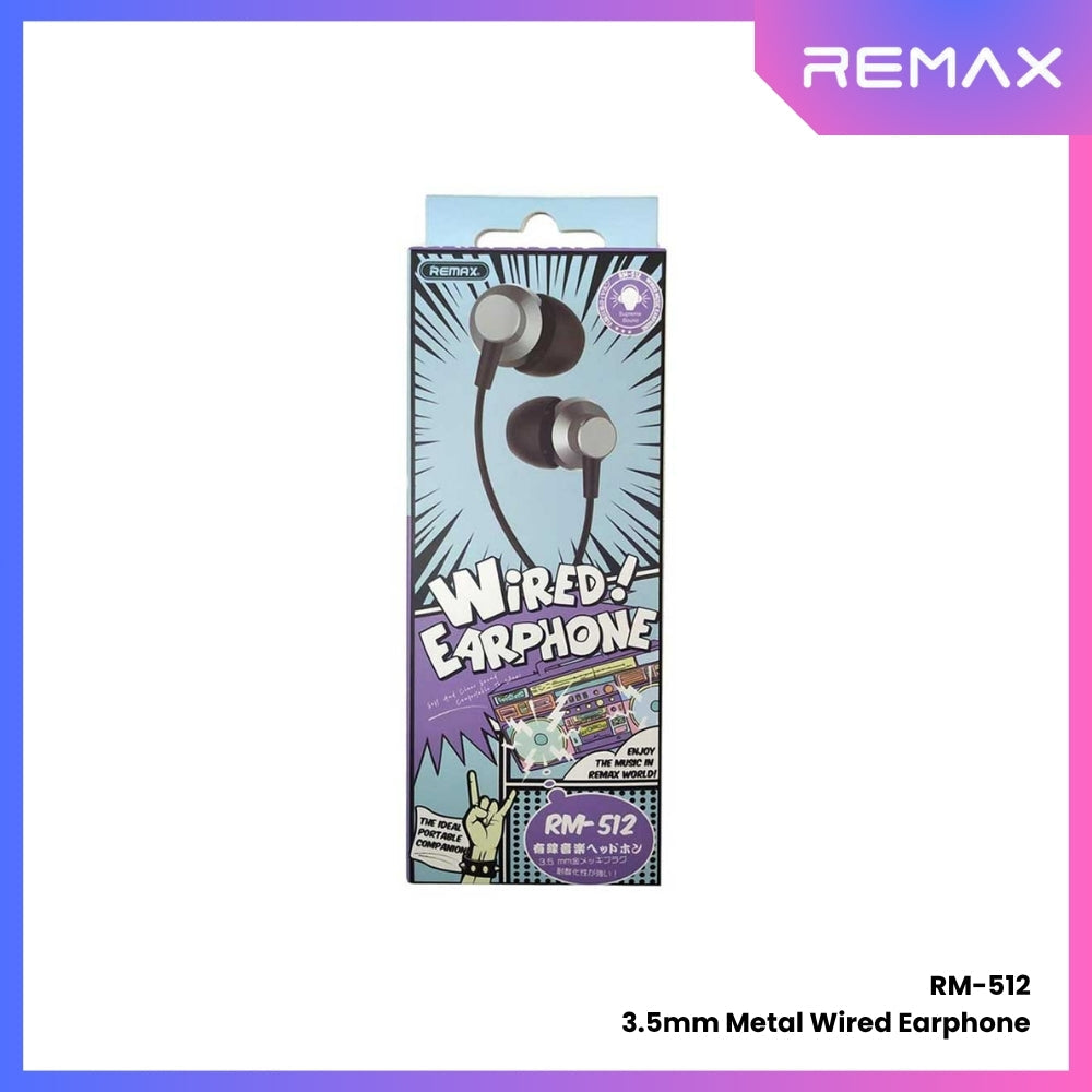 REMAX - RM-512 3.5mm Metal Wired Earphone - Silver