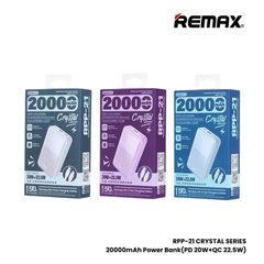 REMAX RPP-21 Crystal Series 20000mAh PD+QC Fast Charging Power Bank(PD 20W+QC 22.5W) - Purple