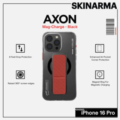 SKINARMA - iPhone 16 Pro 6.3" AXON Mag-Charge and Grip-Stand Case - Black