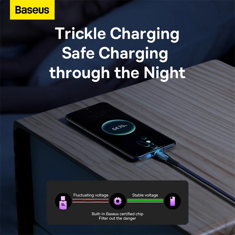 Baseus Glimmer Series 100W Type-C Fast Charging Data Cable (2M) - Blue