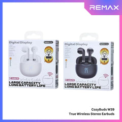 REMAX - CozyBuds W39 V5.4 Digital Display Bluetooth Wireless Earbuds - White