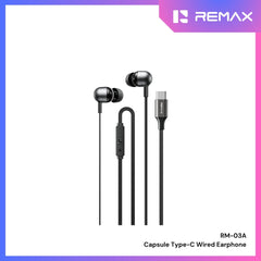 REMAX - RM-03A Type-C Capsule Wired Earphone - Black