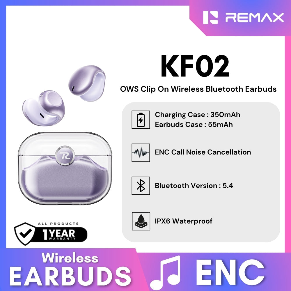 REMAX - KF02 OWS Clip-On Bluetooth Wireless Earbuds - Purple