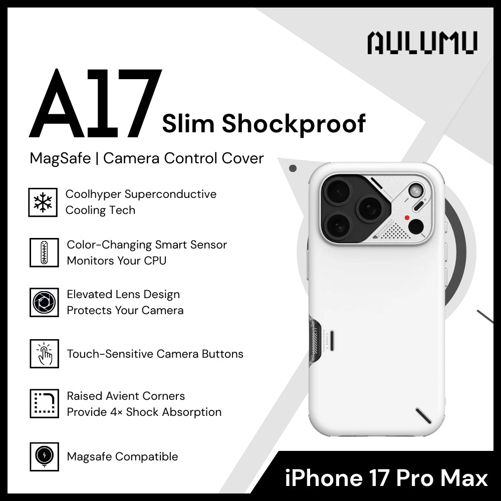 Aulumu - A17 Slim Shockproof Case For iPhone 17 Pro Max | Magsafe | Camera Control Cover - White