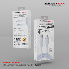 GADGET MAX - GX40 C-C Nobel Series Type-C To Type-C PD Fast Charging Data Cable (60W) - Blue