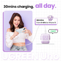 UGREEN - CD359 Uno Robot GaN Type-C Charger (30W) - Purple