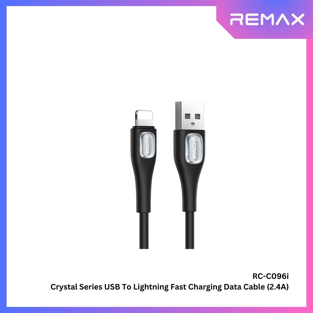 REMAX - RC-C096i Crystal Series USB to Lightning Fast Charging Data Cable ( 2.4A ) - Black