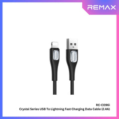 REMAX - RC-C096i Crystal Series USB to Lightning Fast Charging Data Cable ( 2.4A ) - Black