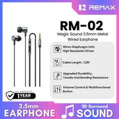 REMAX - RM-02 3.5mm Magic Sound Wired Earphone - Tarnish