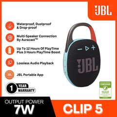 JBL - Clip 5 Portable Bluetooth Speaker - Black & Orange