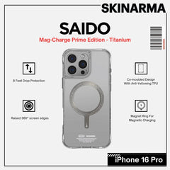Skinarma iPhone 16 Pro 6.3" Saido Mag-Charge Case - Prime Edition - Titanium