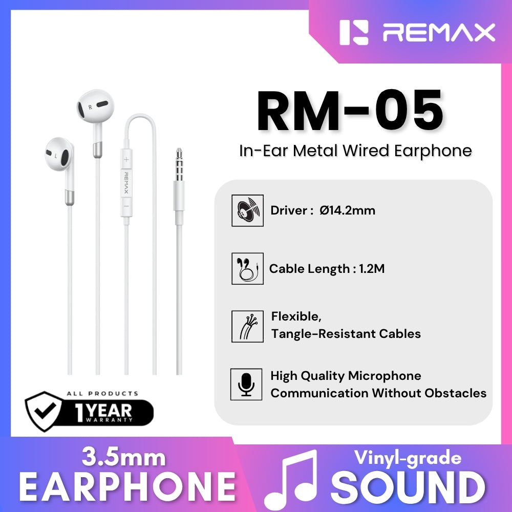 REMAX - RM-05 Type-C In-Ear Metal Wired Earphone - White