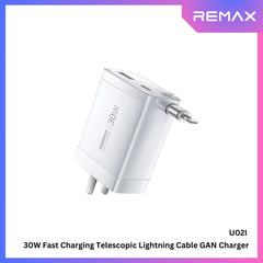 REMAX - U02i Hidden 30W 2 In 1 GAN Charger ( PD+QC ) - White