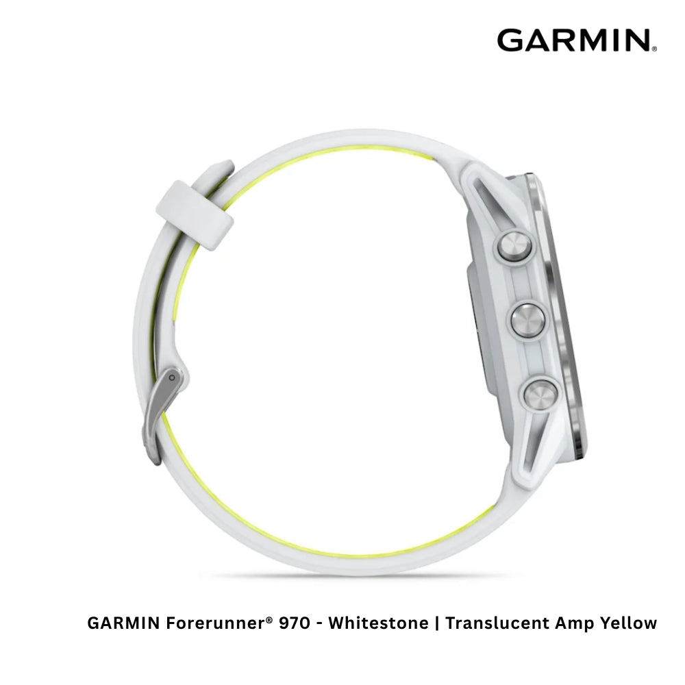 GARMIN - Forerunner® 970 Smart Watch - Whitestone | Translucent Amp Yellow