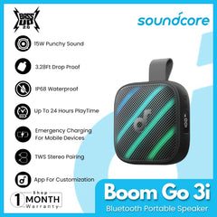 ANKER - SOUNDCORE Boom Go 3i Portable Bluetooth Speaker ( 15W ) - Black