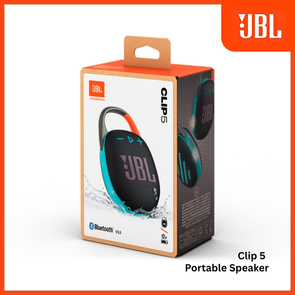 JBL - Clip 5 Portable Bluetooth Speaker - Black & Orange