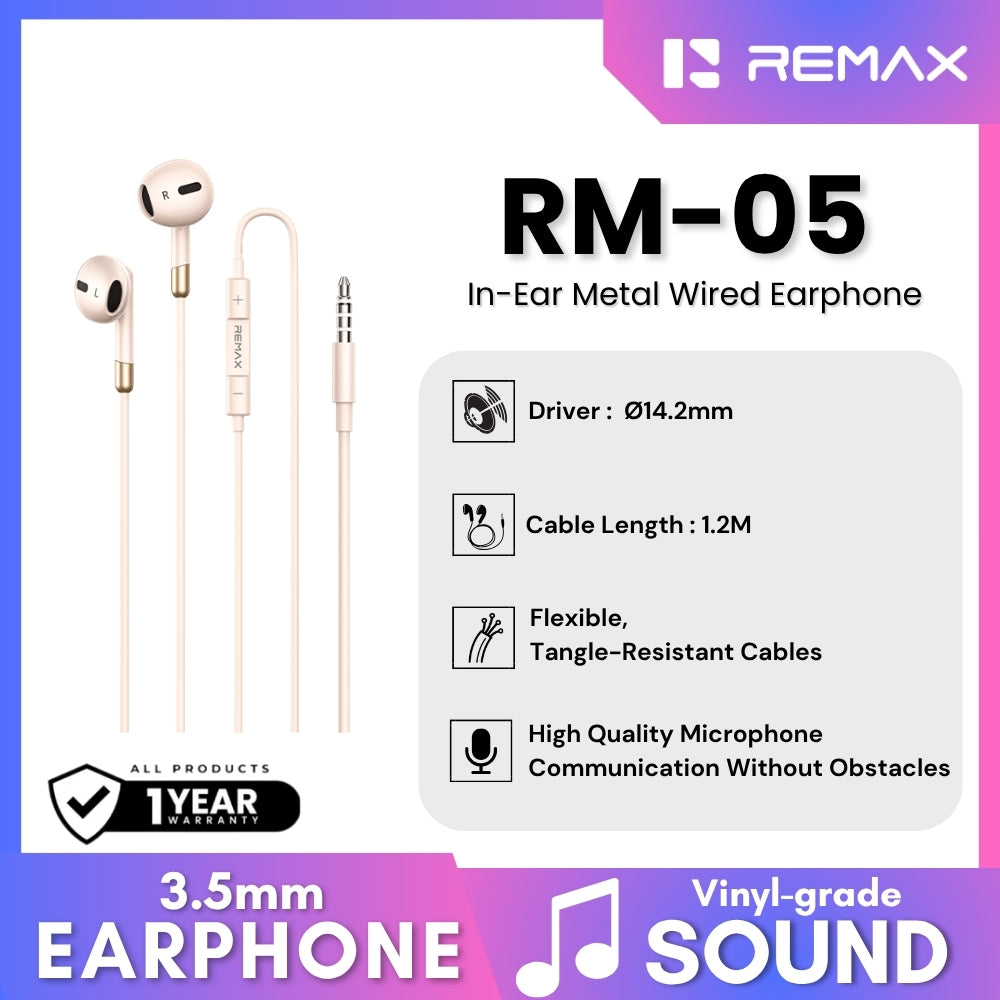 REMAX - RM-05 Type-c In-Ear Metal Wired Earphone - Beige