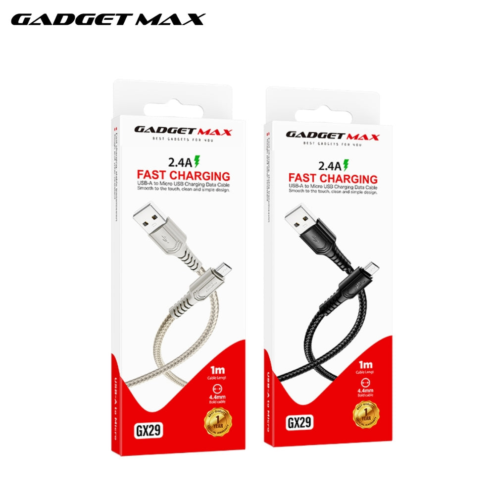 GADGET MAX - GX29 Woven Series USB To Micro Charging Data Cable (2.4A) - Black