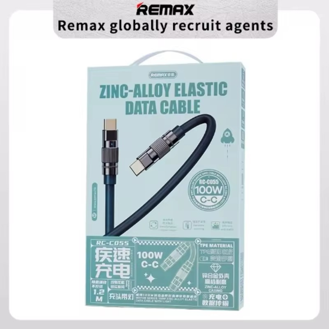 REMAX RC-C055 C-C WEFON SERIES 100W ZINC-ALLOY ELASTIC DATA CABLE WITH LIGHT TYPE C TO TYPE C