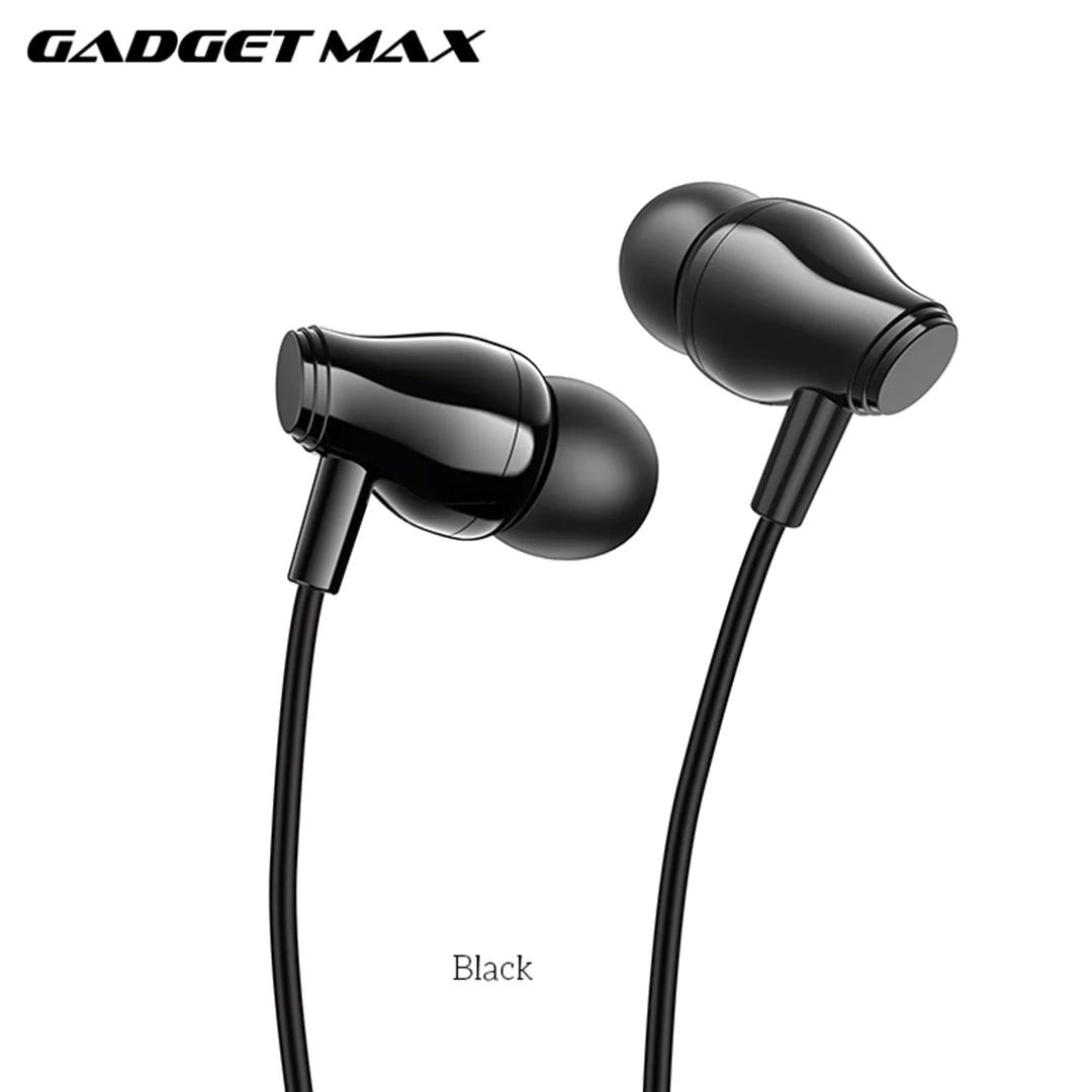 GADGET MAX GM08 UNIVERSAL WIRED 3.5MM EARPHONE WITH MIC (1.2M) - BLACK