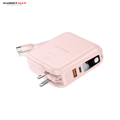 GADGET MAX GB23 AIO Pro Series 15000mAh All-in-One PD+QC Fast Charging Cable Power Bank(PD 20W+QC 22.5W) - Pink