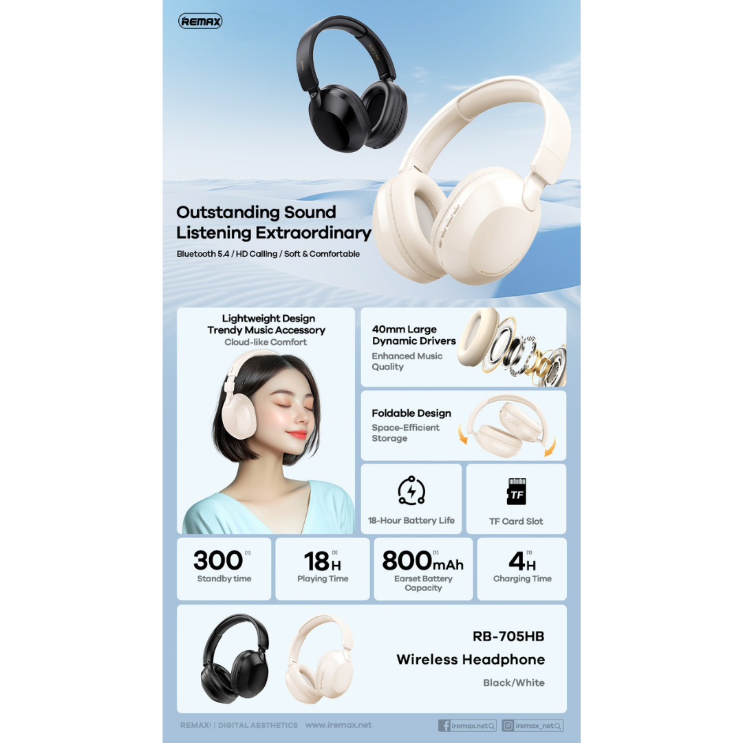 Remax RB-705HB 5.4 Wireless Headphone - Beige