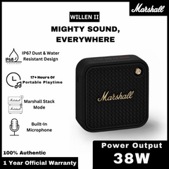 Marshall Willen 2 Portable Bluetooth Speaker - Black and Brass