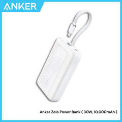 ANKER - ZOLO 10000mAh Built-In USB-C Cable Power Bank ( 30W ) - White