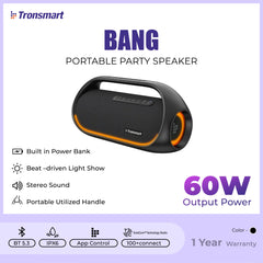 TRONSMART BANG 60W BLUETOOTH SPEAKER, Party Speaker, Outdoor Speaker