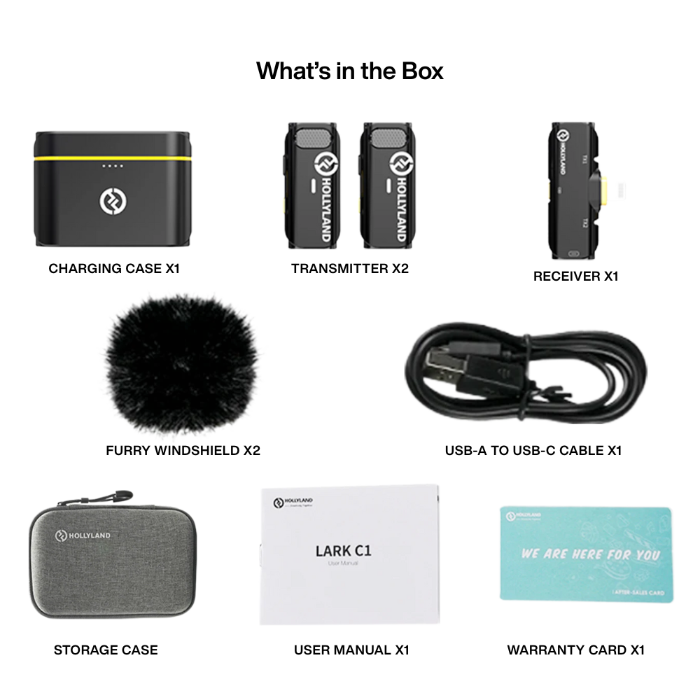 Hollyland - Lark C1 Duo-USB-C Wireless Lavalier Microphone - Black