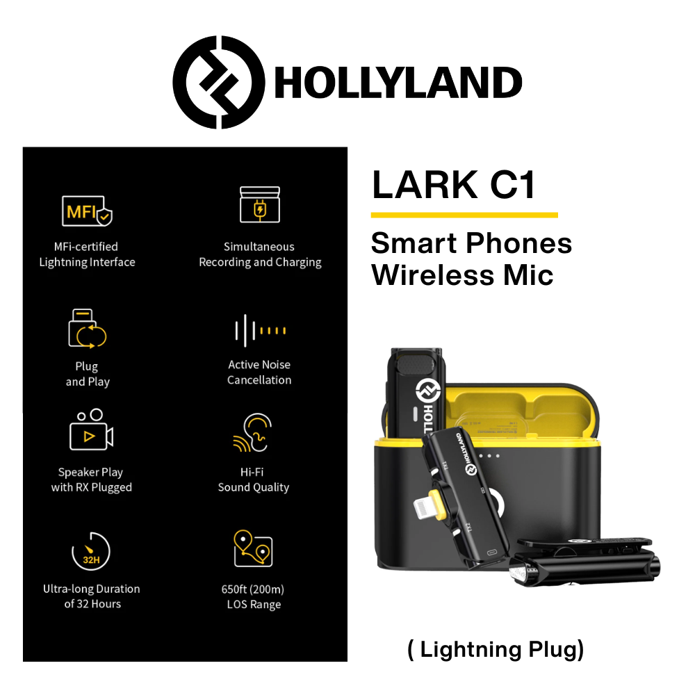 Hollyland - Lark C1 Solo-IOS Wireless Lavalier Microphone - Black