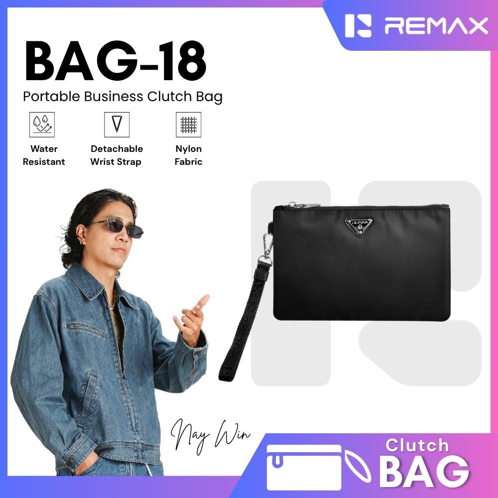 REMAX - BAG-18 Portable Business Clutch Bag - Black