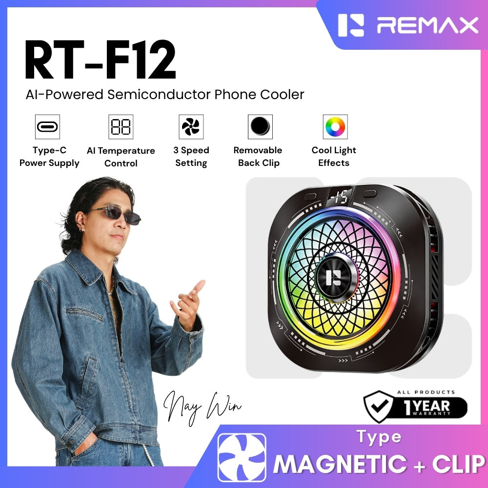 REMAX - RT-F12 AI-Powered Semiconductor Phone Cooler - Black