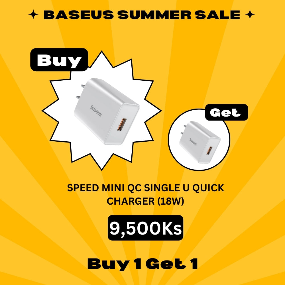 (Buy 1 Get 1) BASEUS SPEED MINI QC SINGLE U QUICK CHARGER (18W) - White
