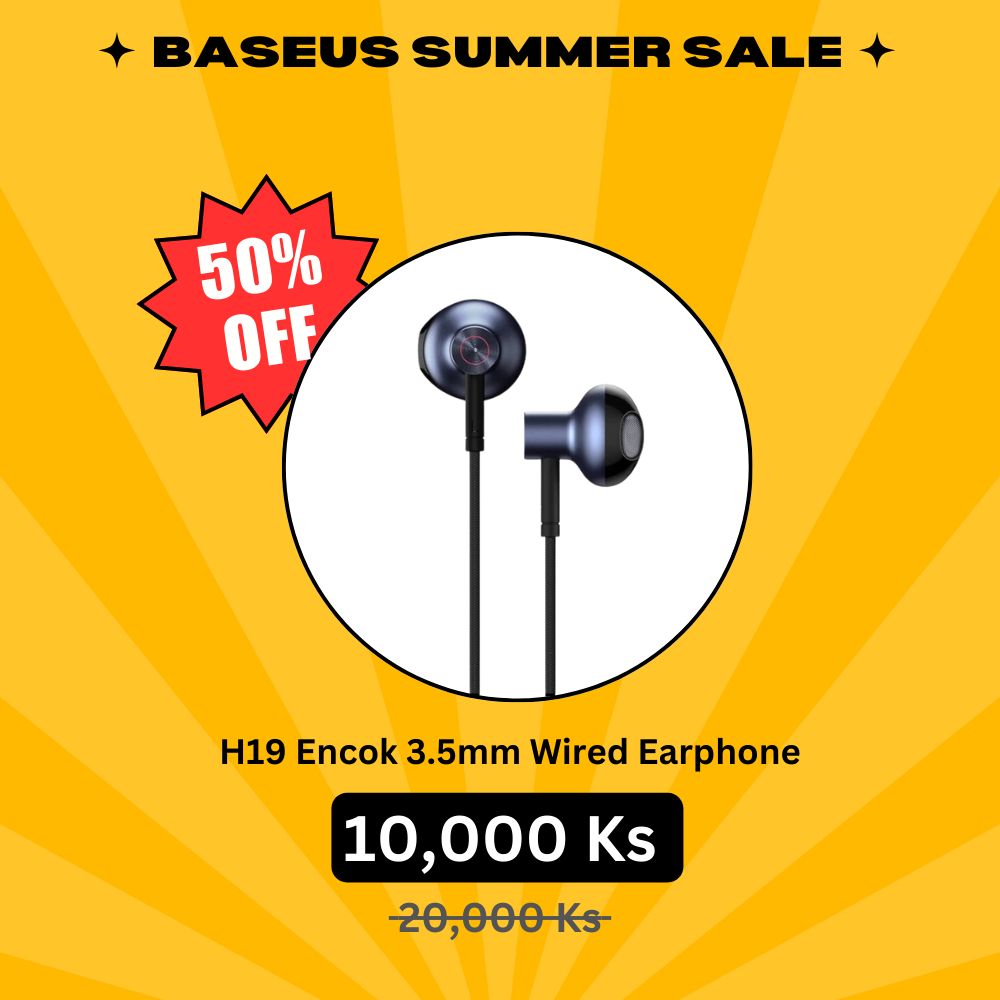 BASEUS H19 ENCOK 3.5MM WIRED EARPHONE -Black