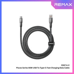 REMAX - CB37 A-C Pisces Series 66W USB To Type-C  Fast Charging Data Cable (66W) - Black
