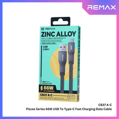 REMAX - CB37 A-C Pisces Series 66W USB To Type-C  Fast Charging Data Cable (66W) - Black