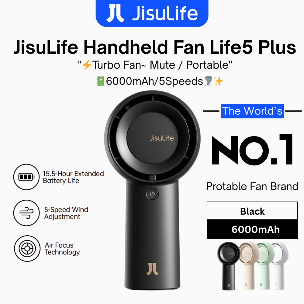 JisuLife - Handheld Fan Life 5 Plus ( 6000mAh ) - Black