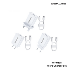 WK WP-U118 (MICRO) UPINE SERIES SINGEL USB SET CHARGER FOR MICRO (US)(10W)(2A), Micro Charger Set, Android Charger Set, 10W Charger Set