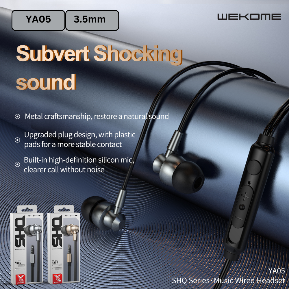WK YA05 3.5MM SHQ SERIES HI-FI AUDIO WIRED EARPHONE (1.2M), HI-Fi Audio Earphone, Quality  Wired Earphone-Tarnish
