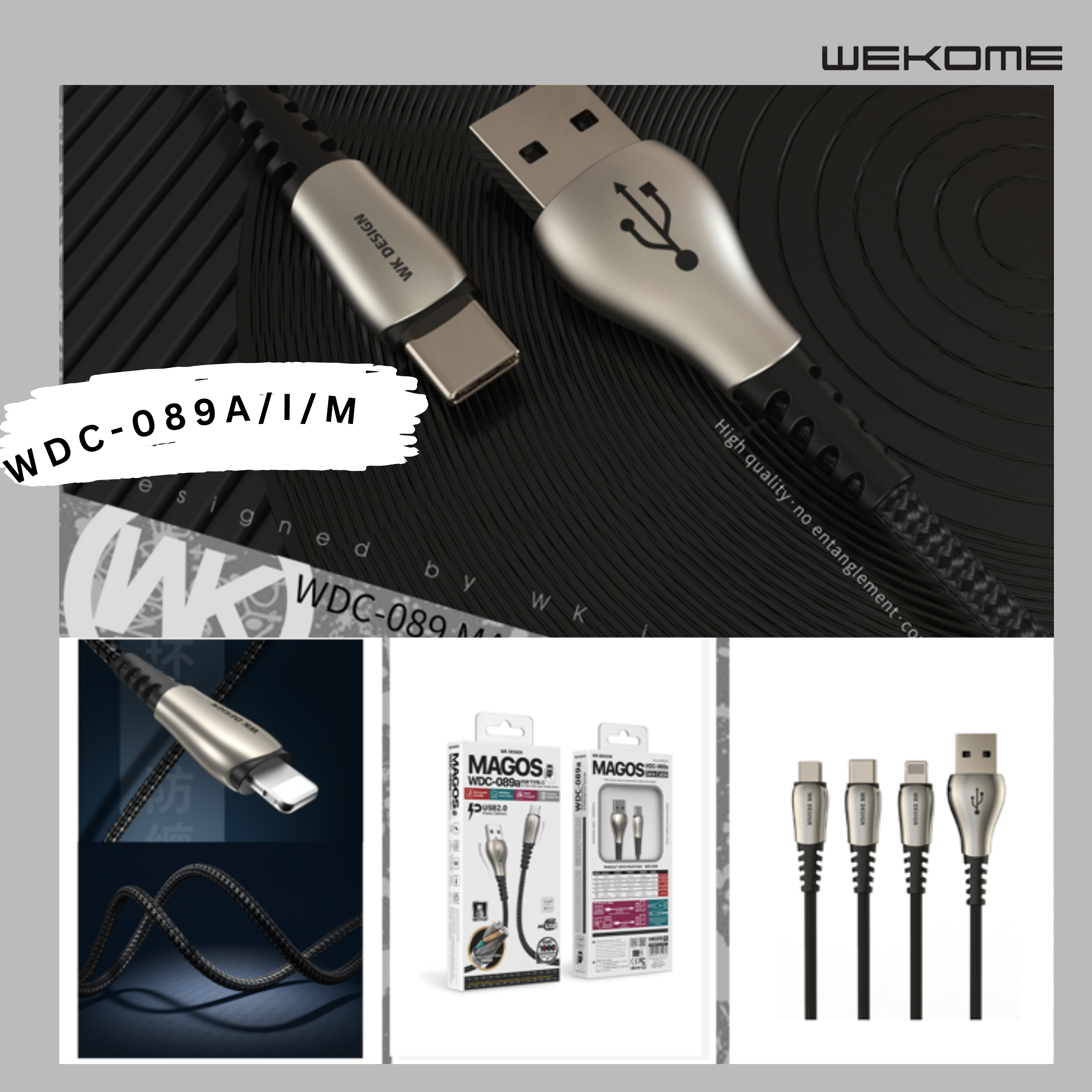 WK MAGOS DATA CABLE FOR MICRO (WDC-089M) , Cable , Micro Cable , Micro Charging Cable , Micro USB Cable , Android charging cable , USB Charging Cable , Data cable for Samsung , Huawei , Xiaomi , Fast Charging Cable , Quick Charge Cable