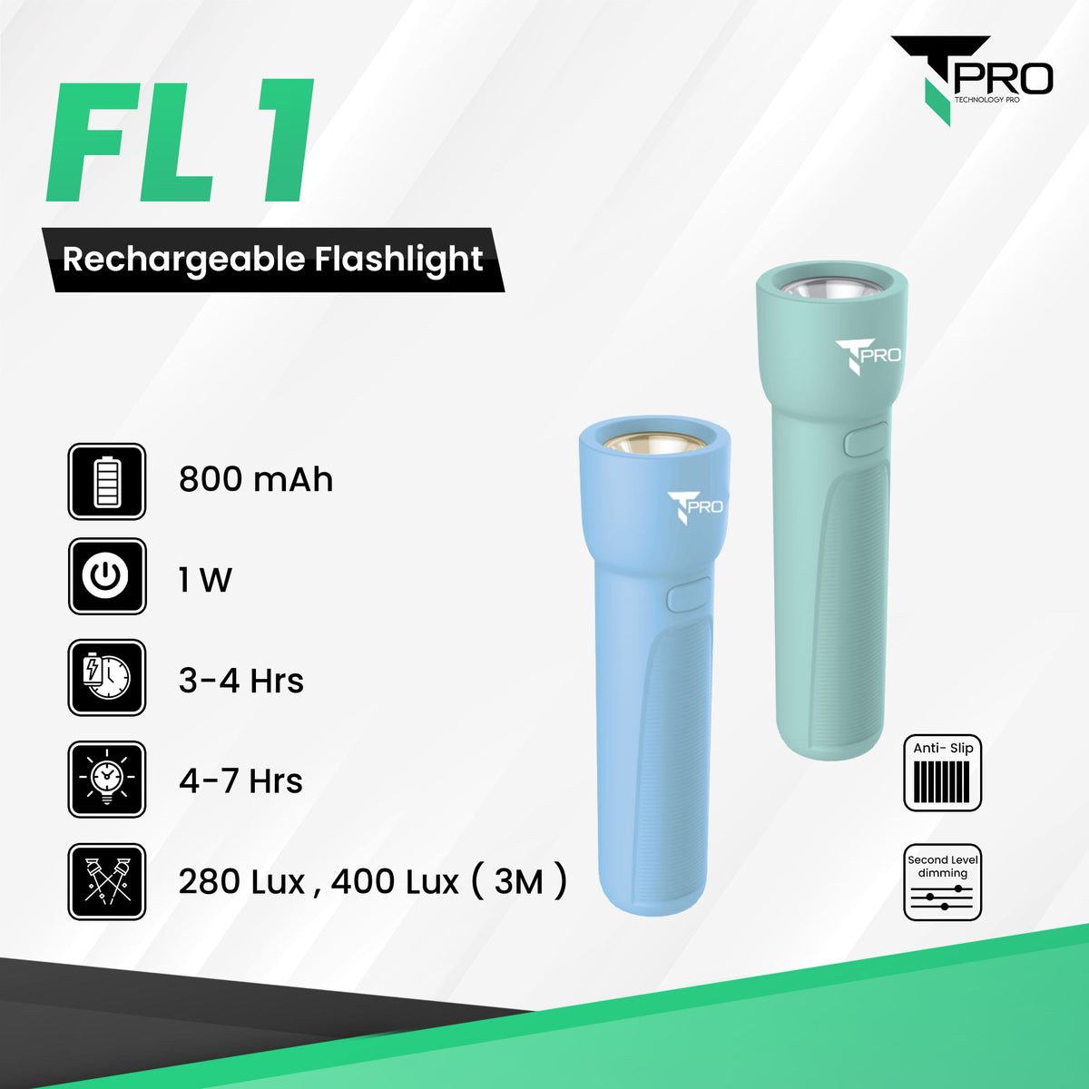 T-PRO TP-FL 1 RECHARGABLE FLASHLIGHT - BLUE