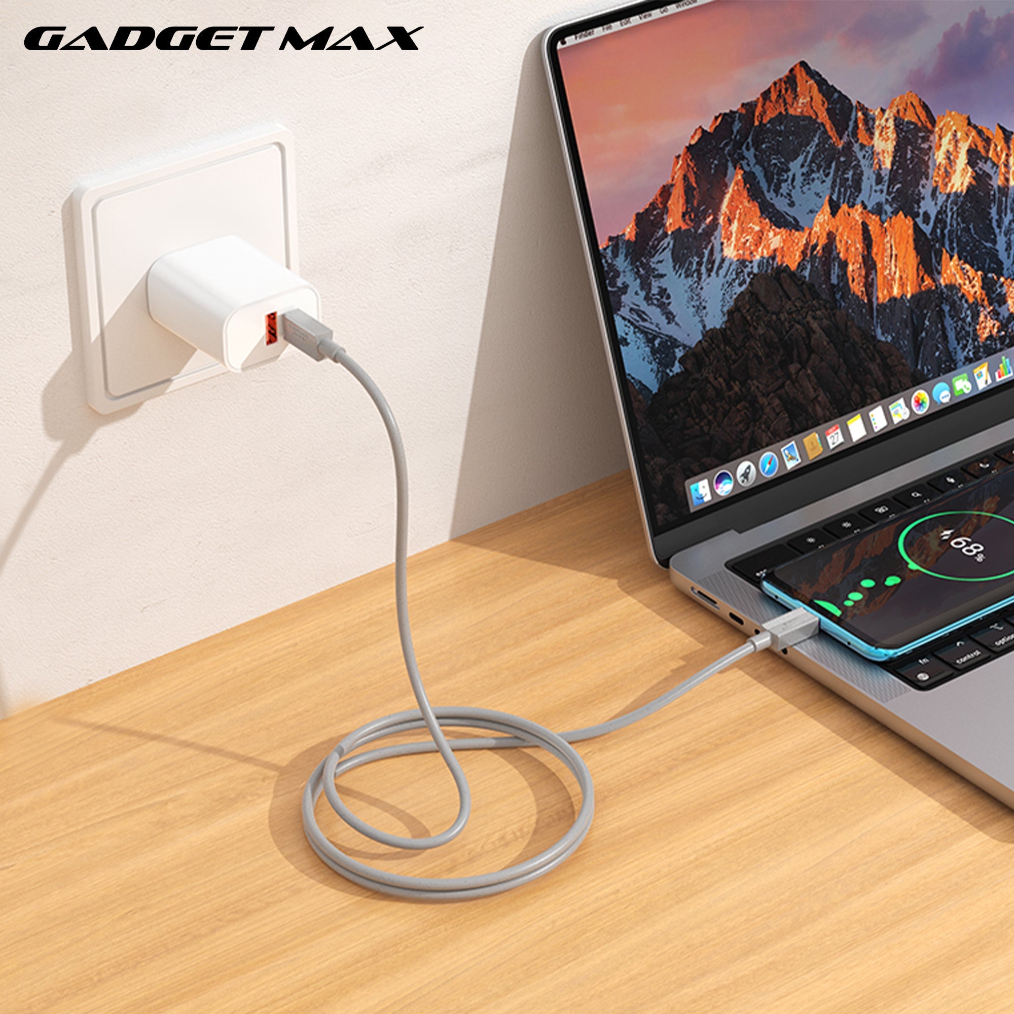 GADGET MAX - GX27 C-C TPE Series Type-C To Type-C Fast Charging Data Cable (60W) - Grey