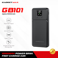 GADGET MAX GB101 Alpha Series 10000mAh Power Bank - Black