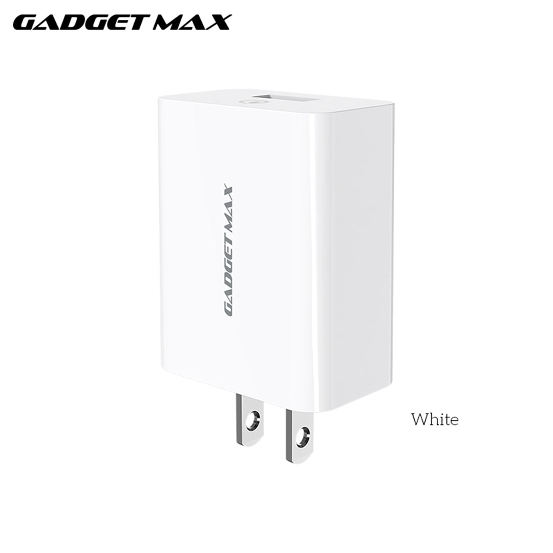 GADGET MAX - GC01 Single USB Port QC 3.0 Charger (18W) - White