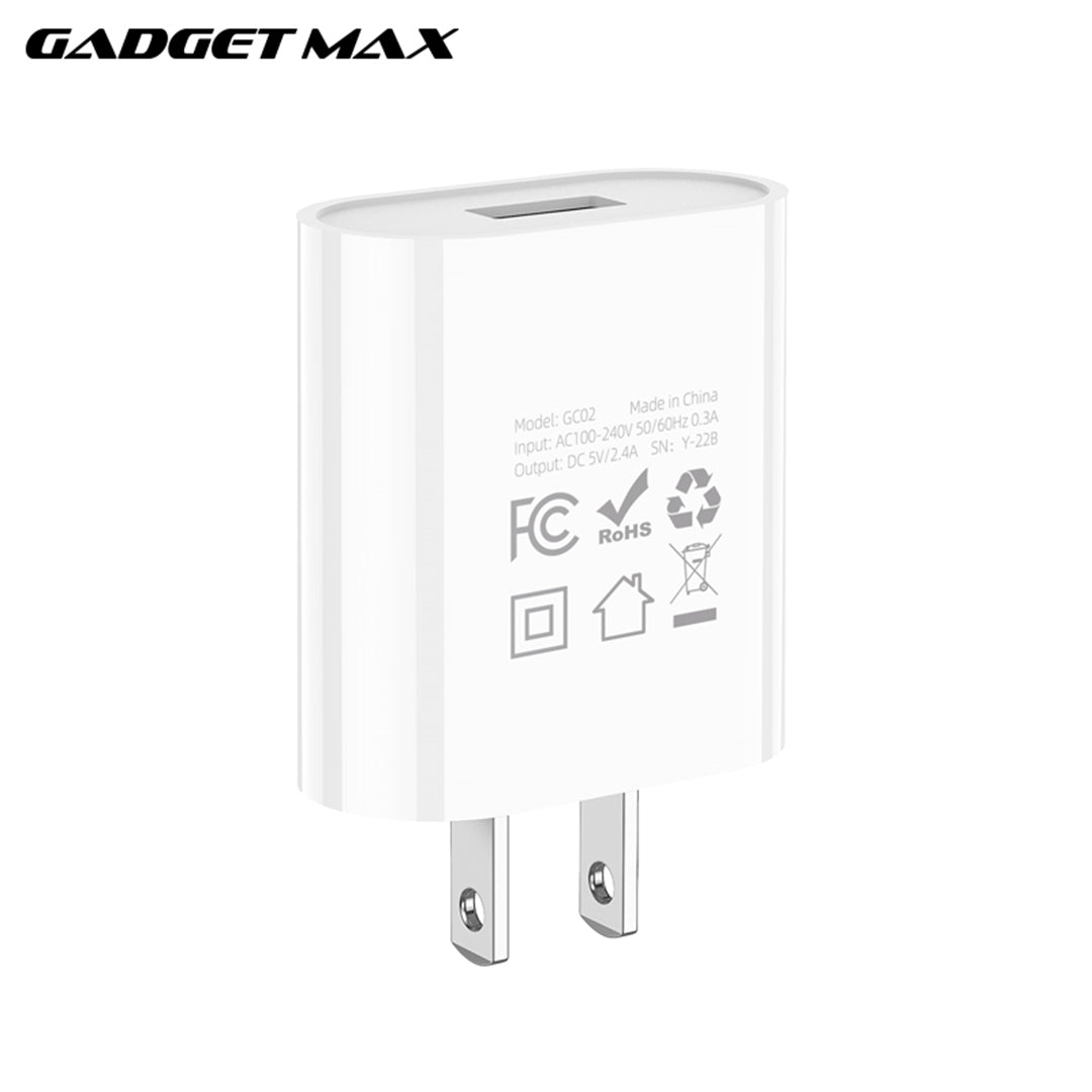 GADGET MAX GC02 2.4A SINGLE USB PORT SPEEDY CHARGER (1USB)(2.4A)