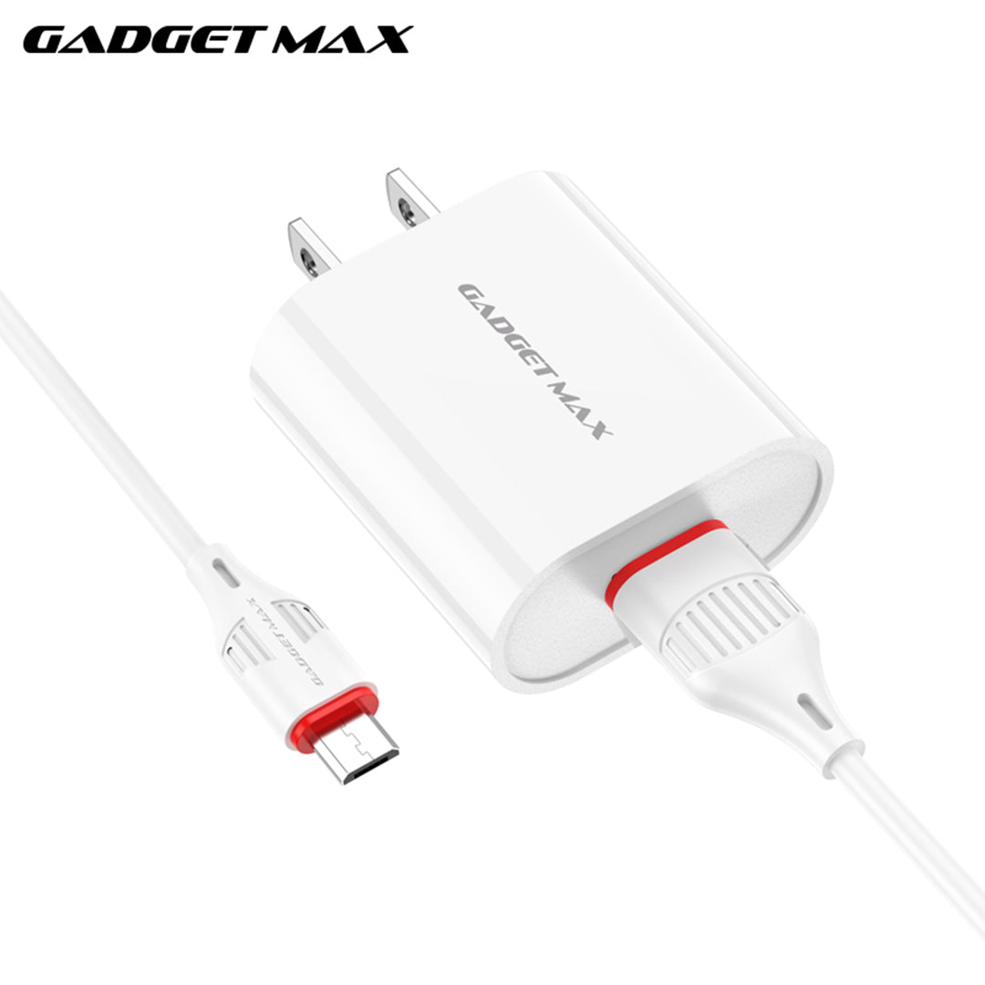 GADGET MAX GC02 MICRO 2.4A SINGLE USB PORT SPEEDY MICRO CHARGER SET (1USB)(2.4A)(1M)